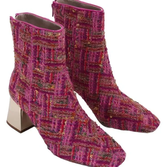 Women's Betsey Johnson Stevie Block Heel Dress Boots Pink Multi US 7M - Picture 4 of 6